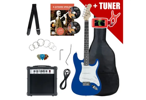 Rocktile E-Gitarre ST-Pack Komplettset - Perfekt für angehende Gitarristen! - E-Gitarren Komplettset mit 10 Watt Verstärker, Stimmgerät und umfangreichem Zubehör für den perfekten Start in die Musikwelt.