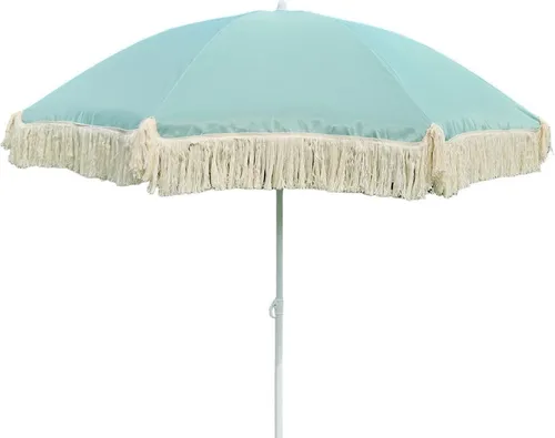 Sonnenschirm mit UV-Schutz 30+ und Fransen, Ø 150 cm in türkis von Meinposten