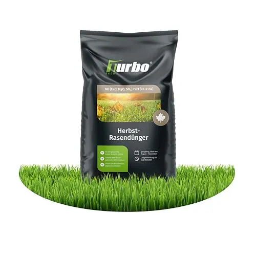 Herbstrasendünger 5kg mit Kalium - Rasendünger für winterfesten Rasen, stärkt die Widerstandsfähigkeit gegen Frost und sorgt für ein sattgrünes Erscheinungsbild bis zum Winter.