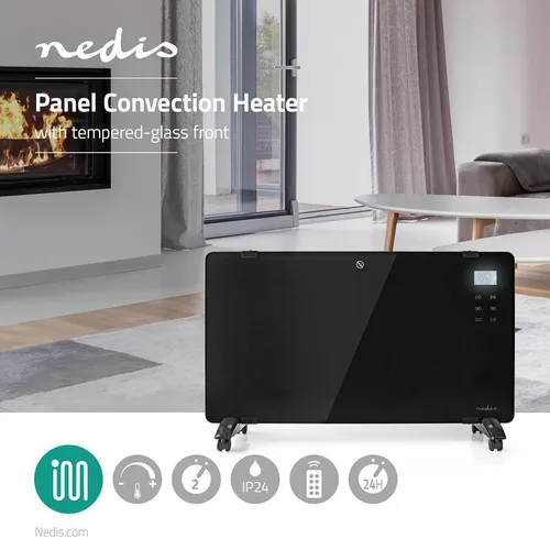Nedis Konvektorheizung 1000/2000 W mit Glasverkleidung und Fernbedienung