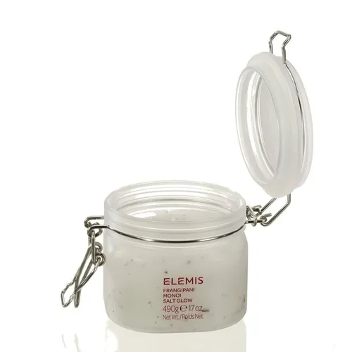 Elemis Frangipani Monoi Salt Glow Scrub - Dusch- & Badeartikel, 490 ml Körperpeeling mit natürlichem Meersalz für ein sanftes Peeling und samtweiche Haut.