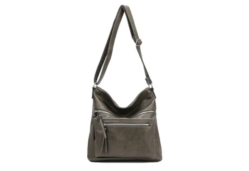 ITALYSHOP24 Schultertasche Damen Tasche Umhängetasche Shopper CrossOver Handtasche Henkeltasche, Hobo Bag Freizeit Damentasche Crossbody Reise City Bag Leder Optik