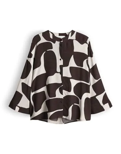 OPUS PANTS Damen Dreiviertelarmbluse | Printbluse aus ECOVERO™ Viskose Loose Fit Coffee Bean, Größe 42