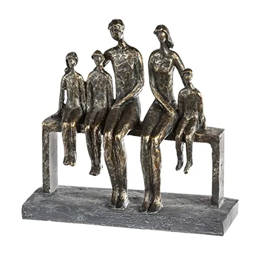 Casablanca We Are Family Skulptur - Statuen - bronzefarbenes Paar mit 3 Kindern auf Bank, perfekte Geschenkidee für besondere Anlässe wie Geburtstage, Hochzeiten oder Weihnachten.