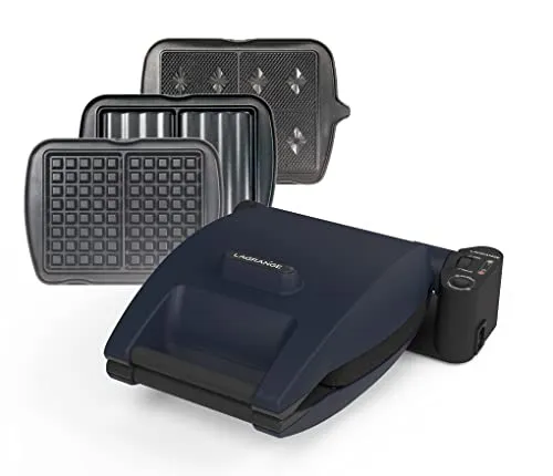 LAGRANGE Premium® Waffeleisen, 1200 W, Wendbar auf Sockel, Multifunktional, 3 Plattensets inklusive (Waffel, Waffeleisen & Croque Monsieur), personalisierbar, 019642