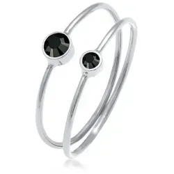 Elli Ring-Set Schwarz Kristalle (2 tlg) 925 Silber, Ring Set