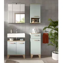 Badezimmer Star 5-tlg. Eiche/Graugrün – Stilvolle Ausstattung - Elegante Badezimmergarnitur mit 5 Teilen in Eiche und Graugrün, ideal für eine moderne Gestaltung. Praktisch und funktional für Ihr Badezimmer.
