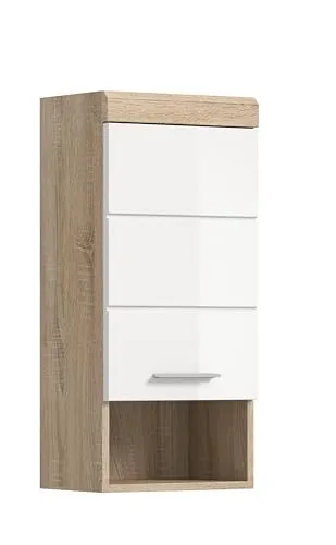 Hängeschrank SCHLOONSEE 37cm - Vielseitiger Badschrank - Bad-Hängeschrank mit 1 Tür, 1 offenem Fach und höhenverstellbarem Einlegeboden aus pflegeleichtem MDF. Erhältlich in modernen Farben, ideal für platzsparende Lösungen im Badezimmer.