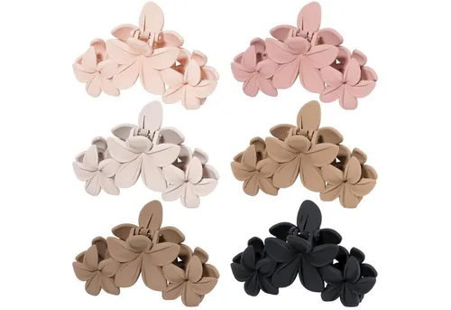 LuxusKollektion Haarklammer 6er Set Große Blumen Haarklammer 11cm für dickes Haar - Rutschfeste