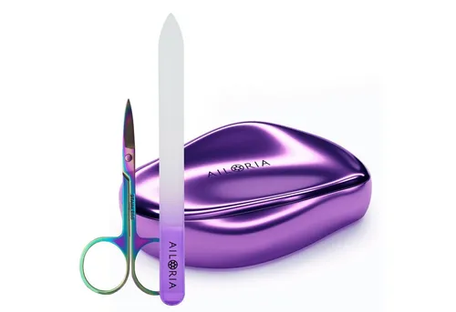 AILORIA DOUCETTE Hornhautfeile Set - Für seidig weiche Haut - Hornhautentferner Set mit ergonomischem Design, ideal für sanfte und präzise Hornhautentfernung auf nasser und trockener Haut. Inklusive langlebiger Glasfeile und Nagelschere für perfekt gepflegte Nägel.