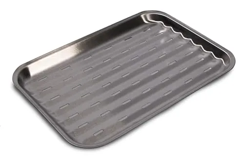 Frischluftküche Grillschale Edelstahl - Ermöglicht Grillen von kleinteiligem Grillgut, ideal für Gemüse, Meeresfrüchte und Kleinigkeiten, sorgt für eine saubere Handhabung - Edelstahl, 34x24x2,2cm