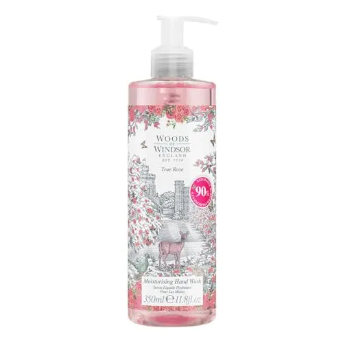 Woods of Windsor Rose Hand Wash - Luxuriöse Handseife mit feuchtigkeitsspendender Formel und echtem Rosenduft, ideal für tägliche Anwendung und sanft zur Haut.