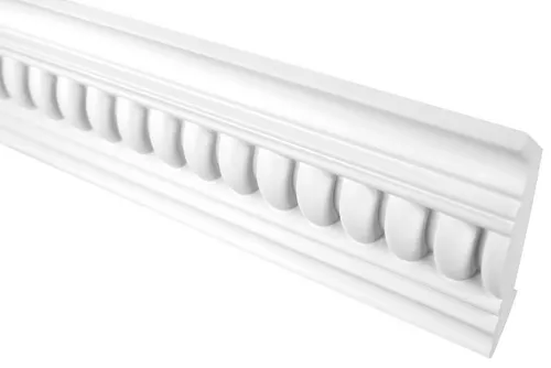 Hexim Stuckleiste C705, 2 Meter / 1 Leiste, Stuckleisten Decke Barock Stil, PU Hartschaum weiß - 2m Deckenleisten gemustert Zierprofile Leisten Deckenprofil Stukatur (2 Meter)