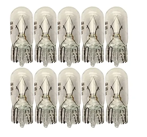 Recambo 10x Glühbirne Scheinwerferlampe Birne 5W 12V Abblendlicht Fernlicht Glühlampen | E - Prüfzeichen | Sockel T10 - Warm Weiß