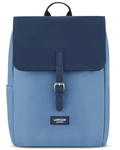 LARKSON Rucksack Damen Klein Blau - Ida - Tagesrucksack für Freizeit, Uni oder City, mit wasserabweisendem Design und gepolstertem Laptop Fach für Geräte bis 13 Zoll. Hochwertig aus recyceltem Material.