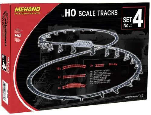 Mehano 58555 H0 Gleis-Ergänzungs-Set Nr. 4 - Modelleisenbahn Set mit 4 geraden und 19 gebogenen Gleisen für kreative Gleisgestaltung und optimale Erweiterung Ihrer Modellbahnanlage.