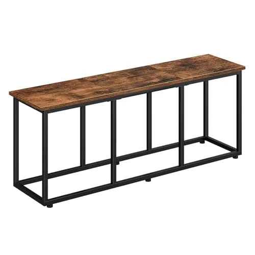 HOOBRO Sitzbank für Esszimmer, Esstischbank, Küchenbank, industrielle Schuhbank, Bettbank, Eingangsbank, 120 cm lang, für Esszimmer, Eingang, Schlafzimmer, Rustikales Braun und Schwarz EBF45CD01