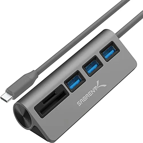 Produktbild SABRENT USB C Adapter, USB C 3.2 Gen1 hub, USB verteiler mehrfach, USB c verlängerung Docking Station mit | 3 USB-C 3.0 HUB | SD/Micro SD kartenleser, für PS5, Gaming PC, USB Stick, MacBook (HB-U3CR)