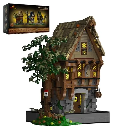JMBricklayer Medieval Blacksmith Shop Lighting Building Set 30122 – Retro-LED-Licht-Konstruktionshaus-Baumodell-Set, Sammler-Ausstellungshaus, Geschenk für Erwachsene und Jugendliche (1991+ Teile)