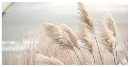 ARTland Wanddeko Wandtattoo selbstklebende Vinylfolie 100x50 cm boho deko aesthetic room decor Pampasgras Schilf Strand Meer U5PE