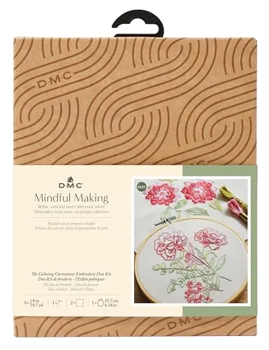 DMC - Poetische Nelke Stickset Duo - Kreuzstich-Set für entspannendes Sticken, mit hochwertigen Materialien und Video-Tutorials für stressfreies Lernen. Ideal für kreative Auszeiten und schöne Ergebnisse.