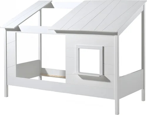 Hausbett >HAUSBETT< in Weiß aus Massiv Kiefer und MDF