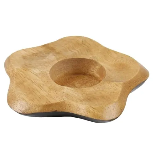 Oriental Galerie Mangoholz Kerzenständer Teelichthalter aus Thailand Mangoblume Natur hell ca10cm