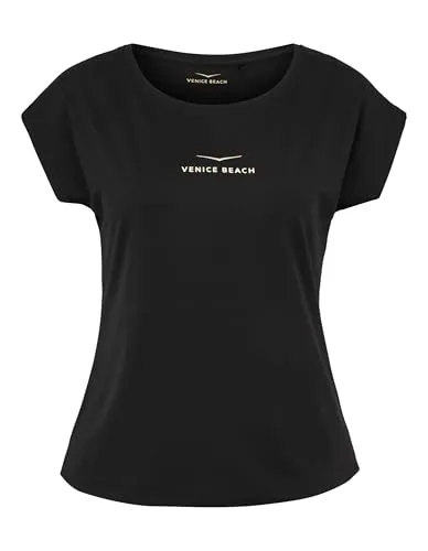 Venice Beach Sport-T-Shirt für Damen - Lockere Schnittform & Rundhalsausschnitt - Stylisches Damen-Shirt in Schwarz, ideal für Sport und Freizeit, bietet Bewegungsfreiheit und hohen Tragekomfort.