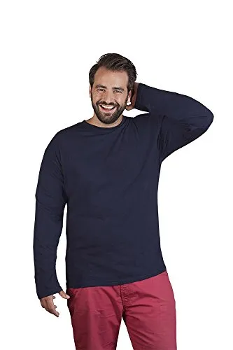 Premium Langarmshirt Plus Size Herren 5XL, Marineblau - Herrenhemden in Plus Size mit sportivem Fit, aus weicher Baumwolle für hohen Tragekomfort, ideal für lässige und elegante Anlässe.