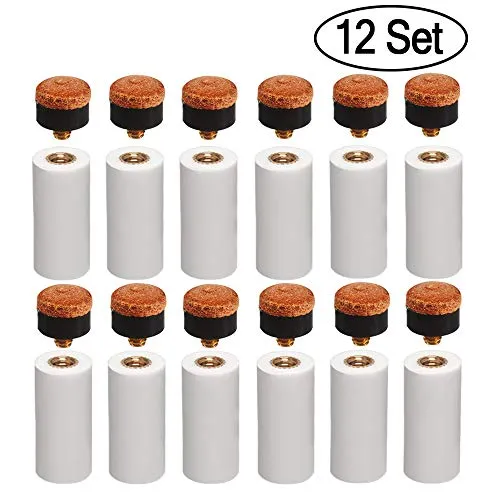 Kulannder 12Pcs Billard-Queue-Spitzen,12mm Ersatz-Schraubspitzen,Harte Billard Pool Queue Tipps Messing Schraub-ersatz Tipps mit Pool Queue Zwinge für Snooker Pool Queues
