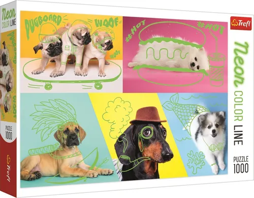 TREFL Puzzle Neon Color Line Dog Relax 1000 Teile von Trefl