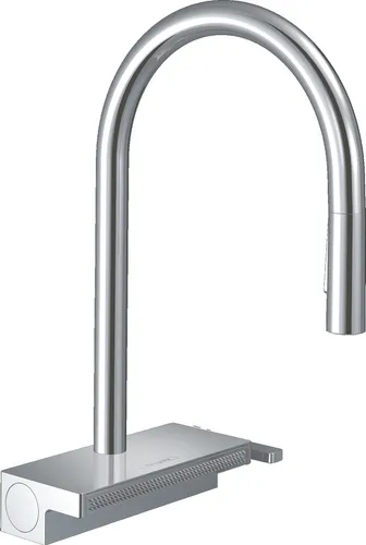 hansgrohe Aquno Select M81 - Küchenarmatur mit ausziehbarer Brause - Armaturen mit innovativem Design und 3 Strahlarten für maximale Flexibilität beim Kochen. Genießen Sie den sparsamen SatinFlow Wasserstrahl und die magnetische Halterung für mehr Komfort.