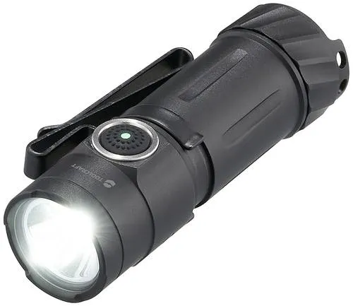 TOOLCRAFT TO-9664728 Mini-Taschenlampe - Taschenlampen, Stirnlampen - Kompakte LED-Taschenlampe mit 1200 lm Lichtleistung, 7 Leuchtfunktionen und praktischen Gürtelclip.