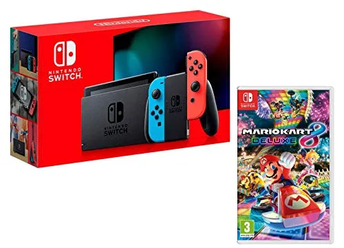 Nintendo Switch Konsole 32Gb Neon-Rot Neon-Blau - inkl. Mario Kart 8 Deluxe, perfektes Gaming-Erlebnis für unterwegs und zu Hause
