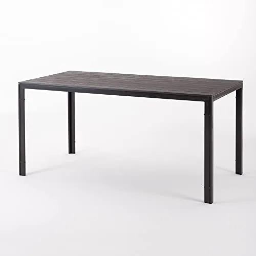 SIEDITI FUORI E DENTRO Gartentisch 156x78 cm, Terrassentisch für außen mit lackiertem Stahlgestell und Holzoptik-Latten aus Polyethylen, Ideal für Garten, Terrasse oder Balkon (Mokka)