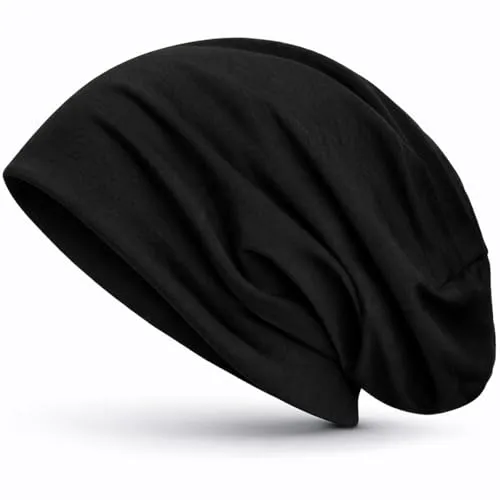 style3 Slouch Beanie aus atmungsaktivem, feinem und leichten Jersey Unisex Mütze Haube Bini Einheitsgröße