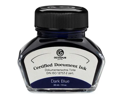 OCTOPUS Fluids Document Ink dark blue, dokumentenechte Tinte, DIN ISO 12757-2, 30ml Tintenglas (30 ml, 1-tlg., pigmentiert)