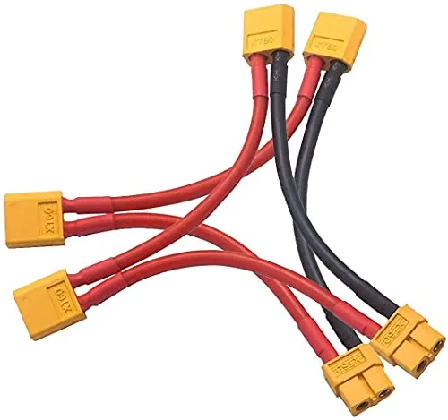 LINSYRC 2 Stücke XT60 Serial Series Batterieanschluss 1-Buchse auf 2-Männlich Stecker Adapter mit 10cm 12AWG Silikonkabel für RC Lipo Batterie Hubschrauber Quadcopter