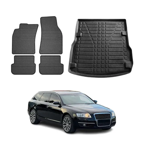 Fußmatten & Kofferraumwanne Set für Audi A6 C6 Allroad Avant 2004-2008 Gummi 5x