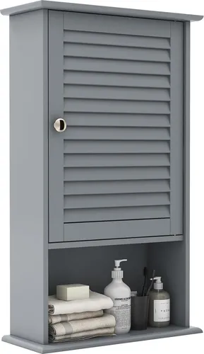 GOPLUS Hängeschrank für Bad & Küche, 42 x 17 x 70 cm (Grau)