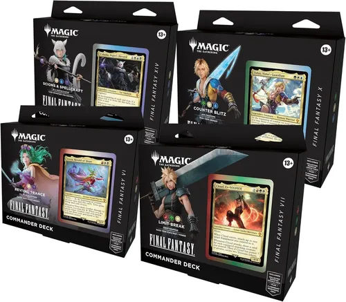MTG Final Fantasy English Commander Deck Set (4 Decks) - Gesellschaftsspiel: 4 nicht folierte Commander Decks, ideal für Fans von Magic: The Gathering und Final Fantasy, fabrikversiegelt für besten Spielspaß.