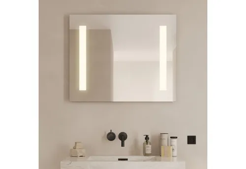 Loevschall Badspiegel Römö Quadratisch mit LED Beleuchtung in silber von Loevschall