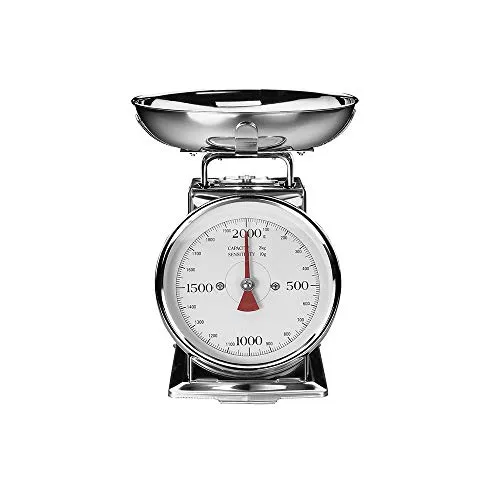 Gastroback 30102 Classic Waage - 2 kg Küchenwaage, analoge Präzision ohne Batterien, hitzebeständig und stilvolles Retro-Design aus Edelstahl