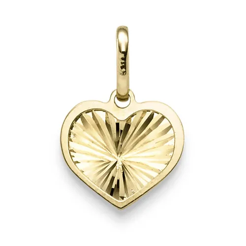 Anhänger Herz 18,5x12,5mm aus 585 Gold Gelbgold - Eleganter Herzanhänger aus 14 Karat Gelbgold, diamantiert und glänzend. Perfekt für Damen, um Ihrem Look einen Hauch von Luxus zu verleihen.