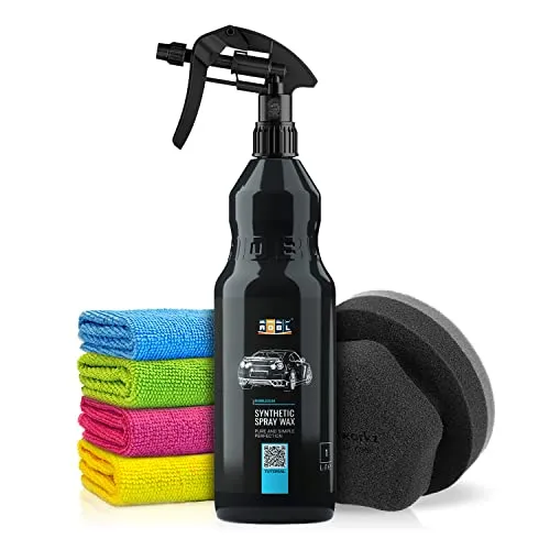 Auto Wachs Set: ADBL Synthetic Spray Wax Sprühwachs + ChemicalWorkz Hand Wax Applicator + Mikrofasertuch (4.STK.) - Detailer, Versiegelung, Abberl-Effekt | 6-teiliges Sparset