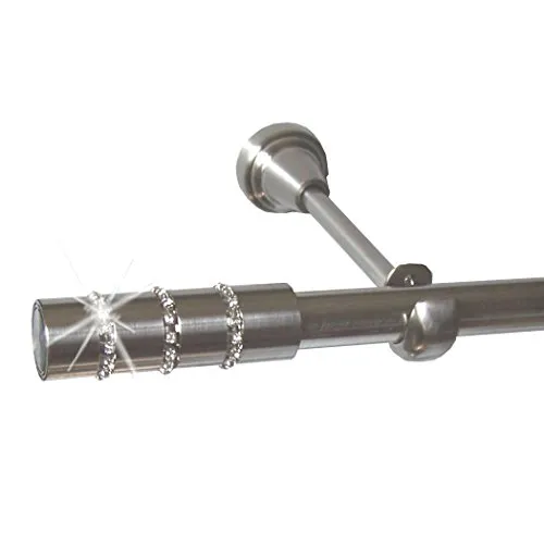 BASIT Gardinenstange mit Wandhalterung 320 cm lang Edelstahl Look im Set I 1-läufige Gardinenstange Wandmontage Ø16mm I In 120-600 cm verfügbar