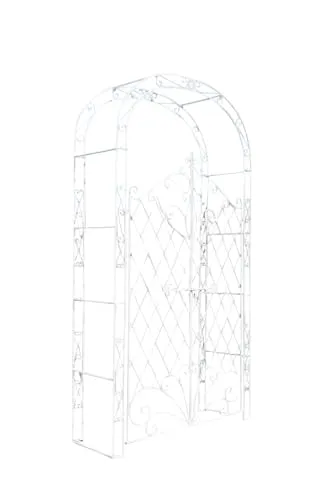 CLP Rosenbogen mit Tor Melissa antik weiß - Pflanzenkästen & Spaliere, handgefertigter und stabiler Rosenbogen mit verschließbaren Torflügeln, ideal für Kletterpflanzen und als Blickfang im Garten.