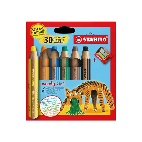 Stabilo Woody Etui 6er und Anspitzer Tiger