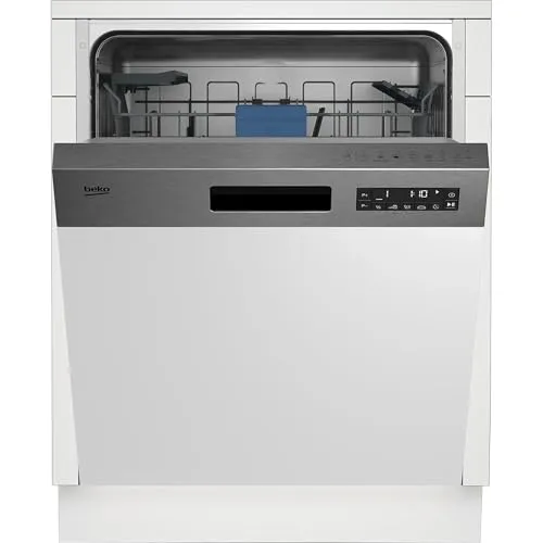 Beko BDSN28460X Teilintegrierter Geschirrspüler - Eleganter teilintegrierter Geschirrspüler von Beko mit Edelstahl-Front und digitaler Steuerung. Flexibles Korb-System ermöglicht optimale Raumausnutzung und effiziente Beladung.