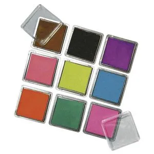 Rayher Stempelkissen Scrapbooking-Set, bunt, Kunststoffgehäuse, Kissengröße 3,5 x 3,5cm (BxT)